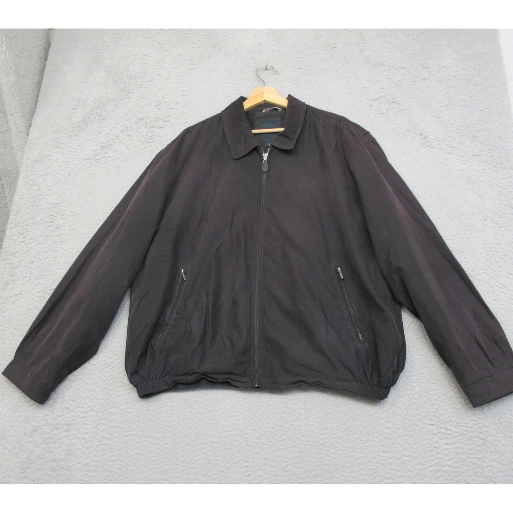 London Fog Harrington Bomber Jacket Mens XL Black Lightweight Golfing Outerwear